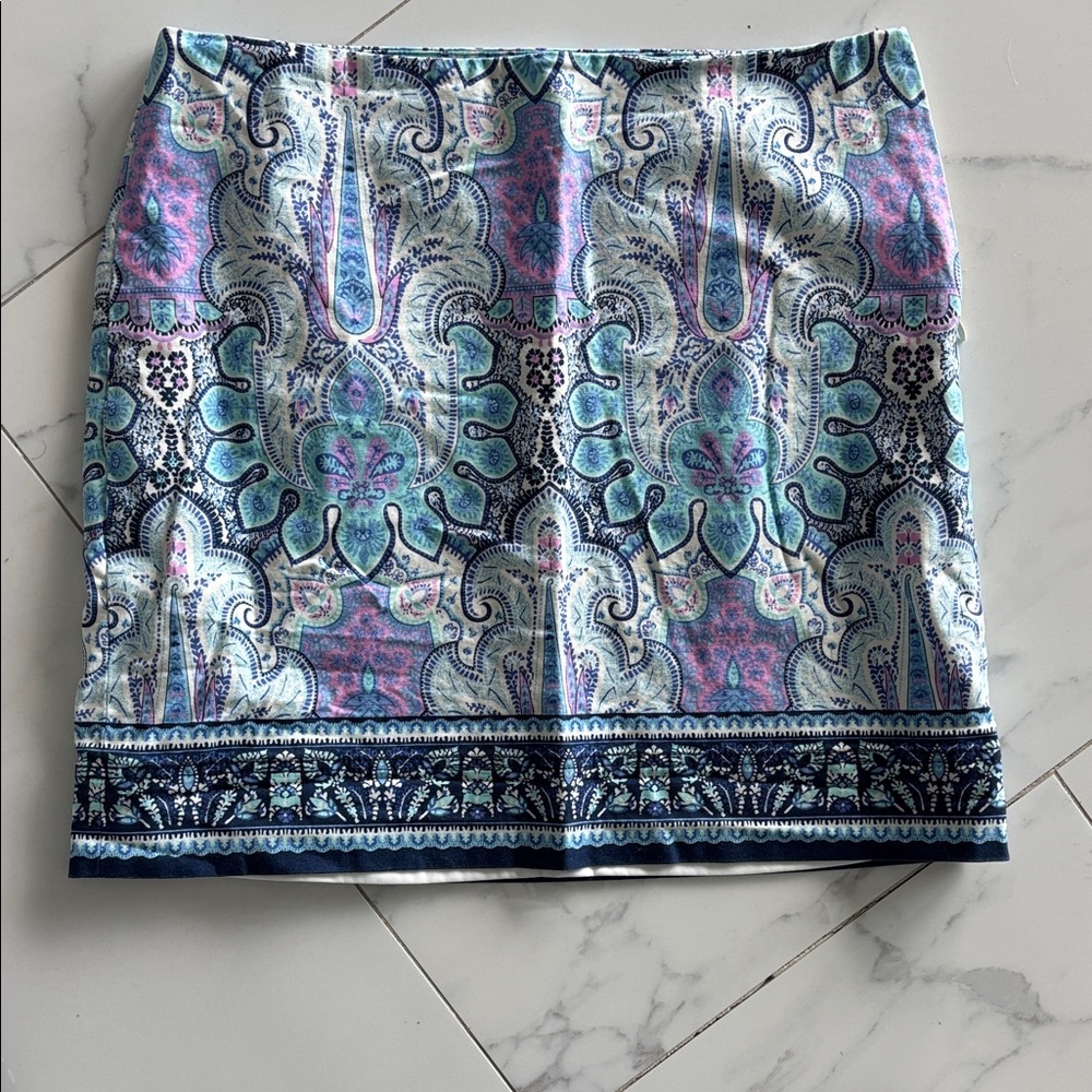 Paisley Print Women's Skirt - Blue and Pink